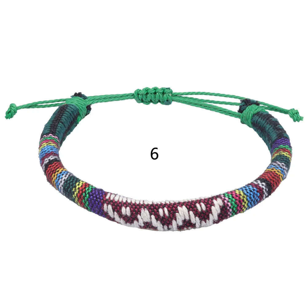 Wholesale Handwoven Colorful Waxed Thread Cotton Rope Bracelet