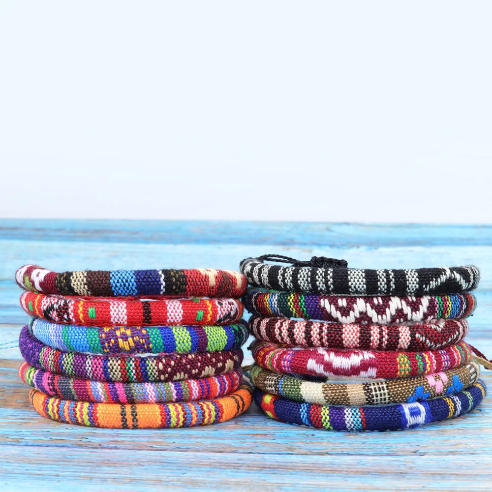 Wholesale Handwoven Colorful Waxed Thread Cotton Rope Bracelet