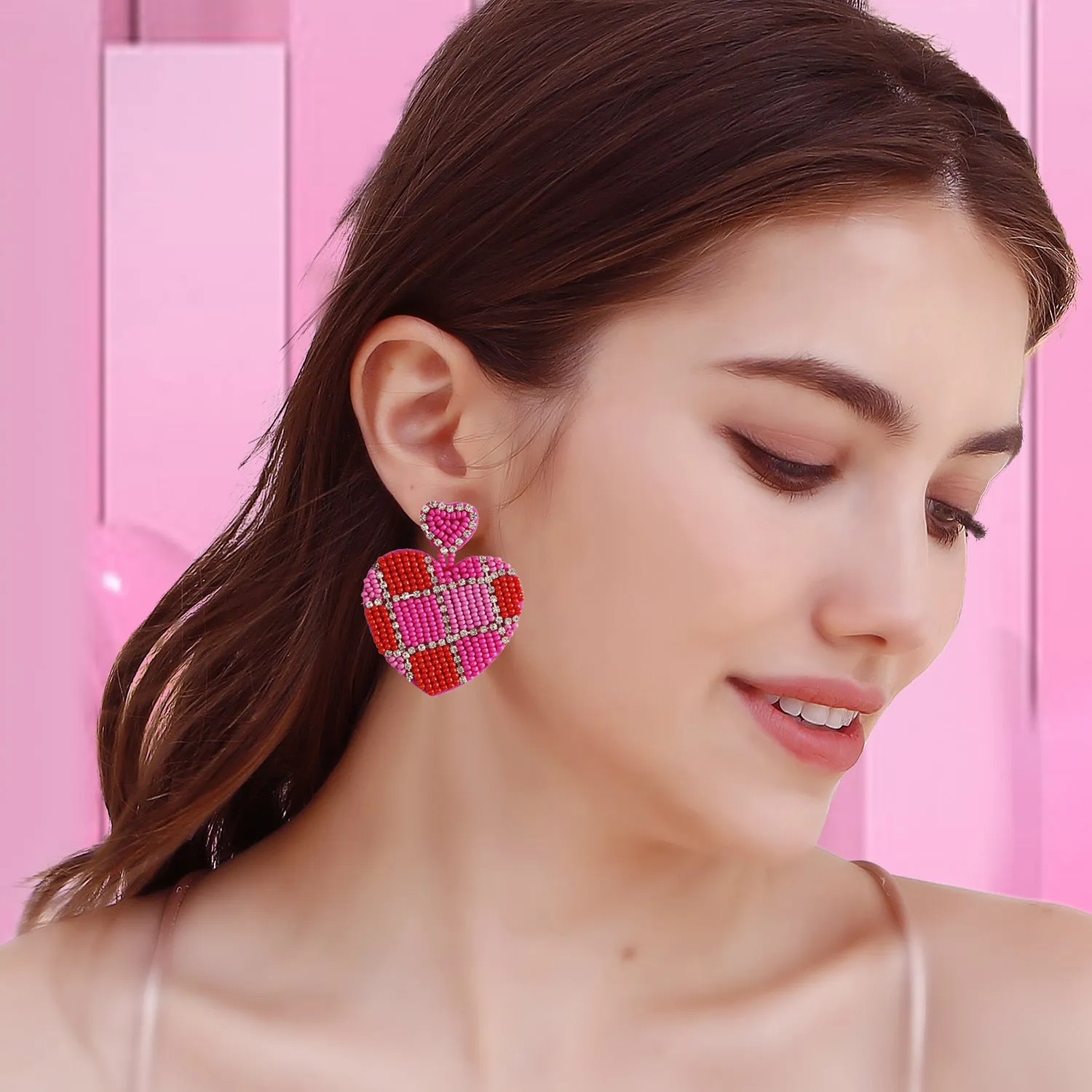 Wholesale Handwoven Valentine's Day Love Rice Bead Earrings
