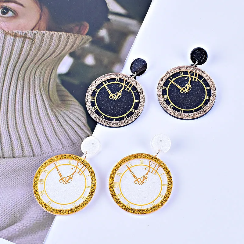 Wholesale Happy New Year Pocket Watch Earrings