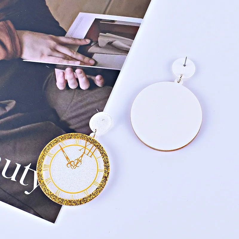 Wholesale Happy New Year Pocket Watch Earrings