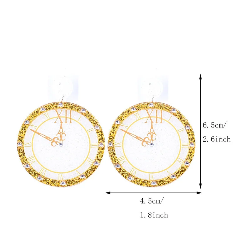 Wholesale Happy New Year Pocket Watch Earrings