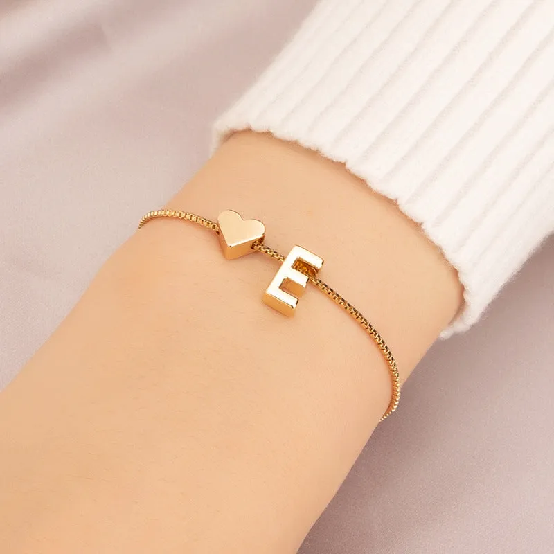 Wholesale Heart 26 Alphabet Alloy Bracelet