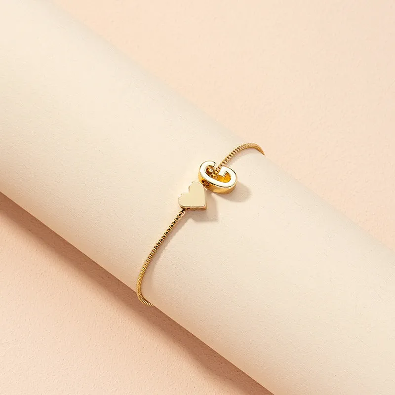 Wholesale Heart 26 Alphabet Alloy Bracelet