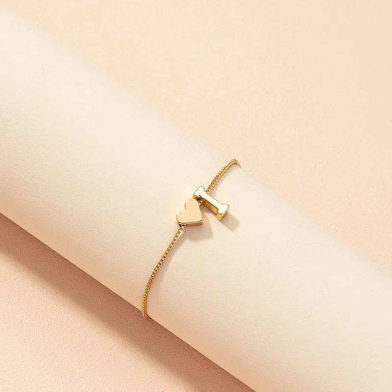 Wholesale Heart 26 Alphabet Alloy Bracelet