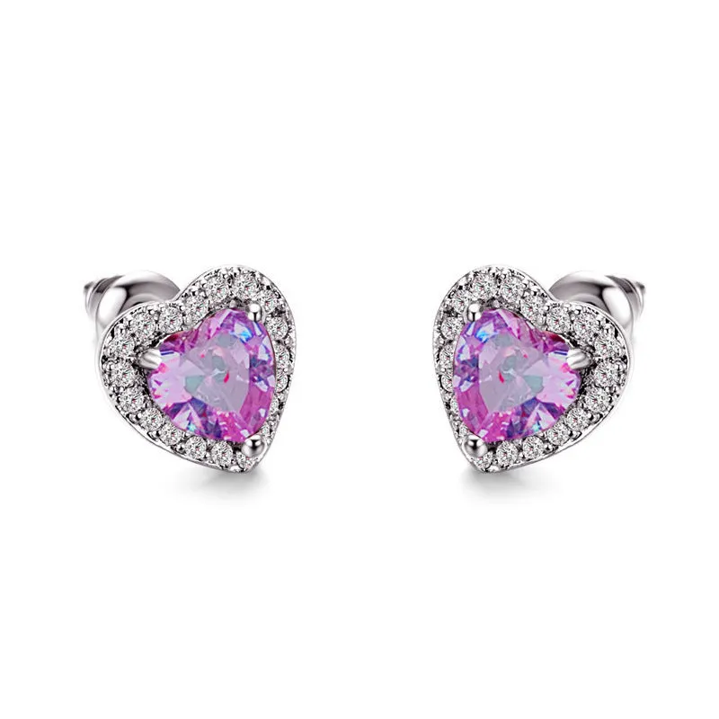 Wholesale Heart Diamond Crystal Alloy Earrings