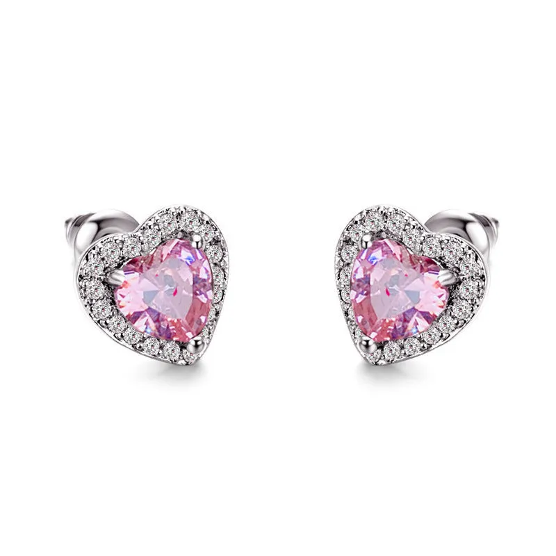 Wholesale Heart Diamond Crystal Alloy Earrings