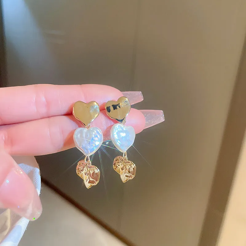 Wholesale Heart Pearl Copper Earrings