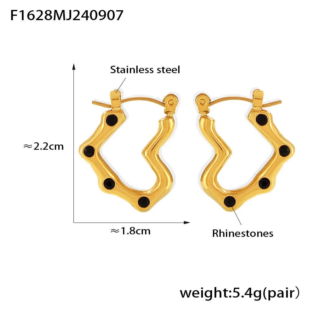 Wholesale Heart Shape Imitation Pearl Earrings Stainless Steel Gold Plated Earrings