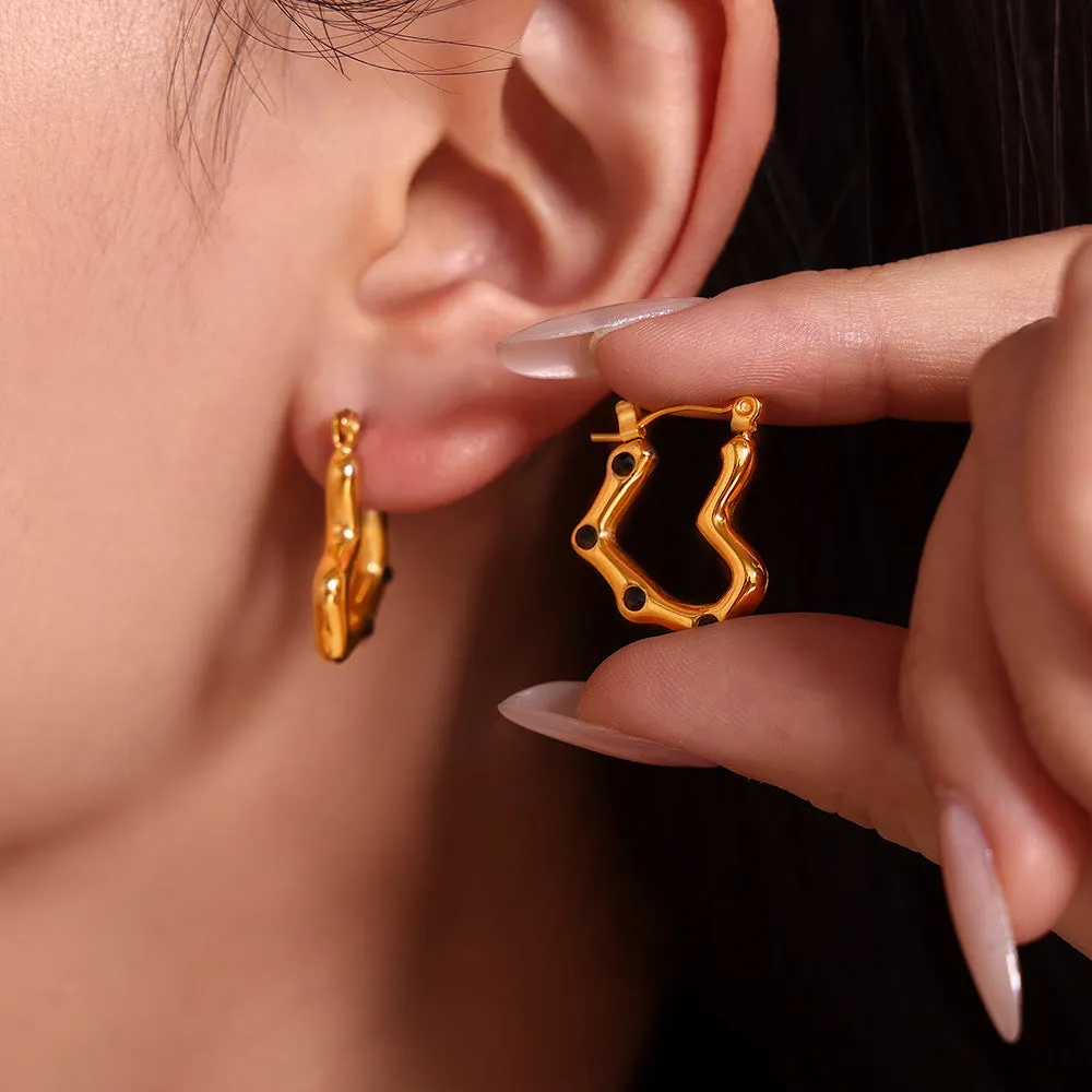 Wholesale Heart Shape Imitation Pearl Earrings Stainless Steel Gold Plated Earrings