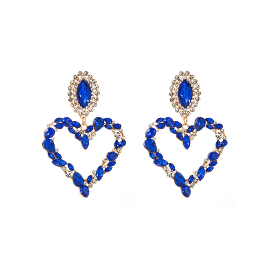 Wholesale Heart-shaped Alloy Inlaid Diamond Earrings