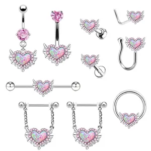 Wholesale Heart Shaped Belly Button Ring Earrings Nose Studs Piercing Jewelry