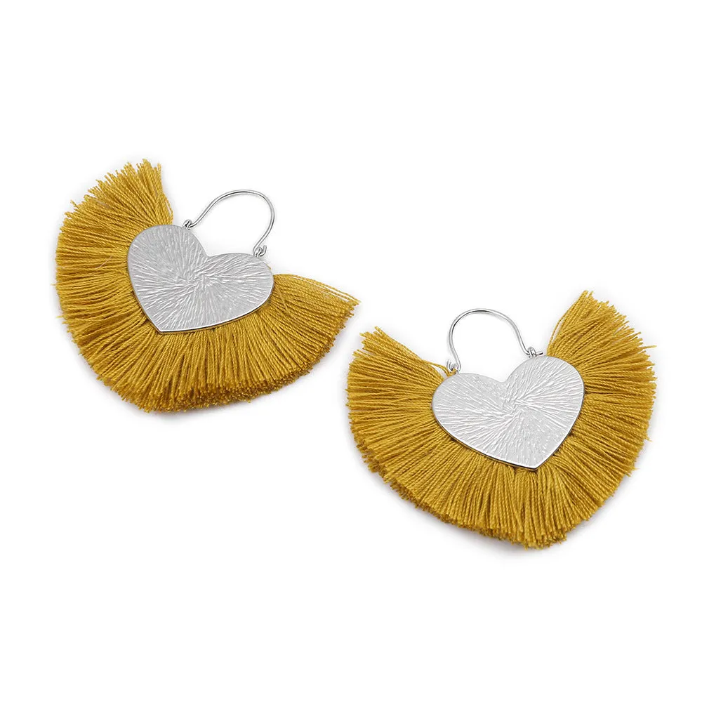 Wholesale Heart Vintage Tassel Bohemian Earrings