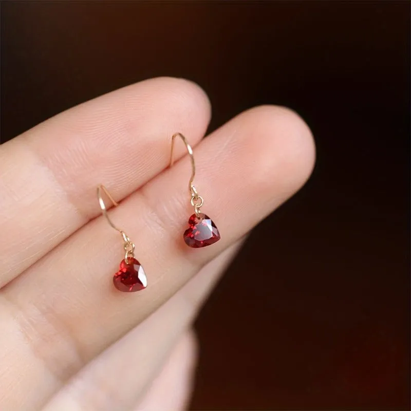 Wholesale Heart Zircon Light Luxury Minimalist Style High-end Heart Earrings