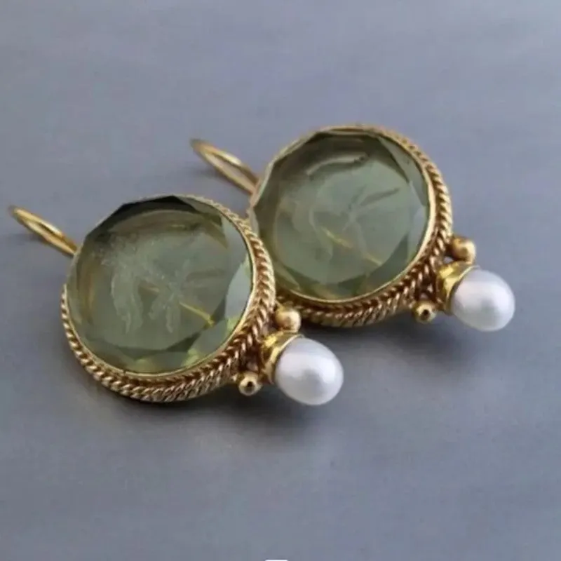 Wholesale Hexagonal green crystal earrings