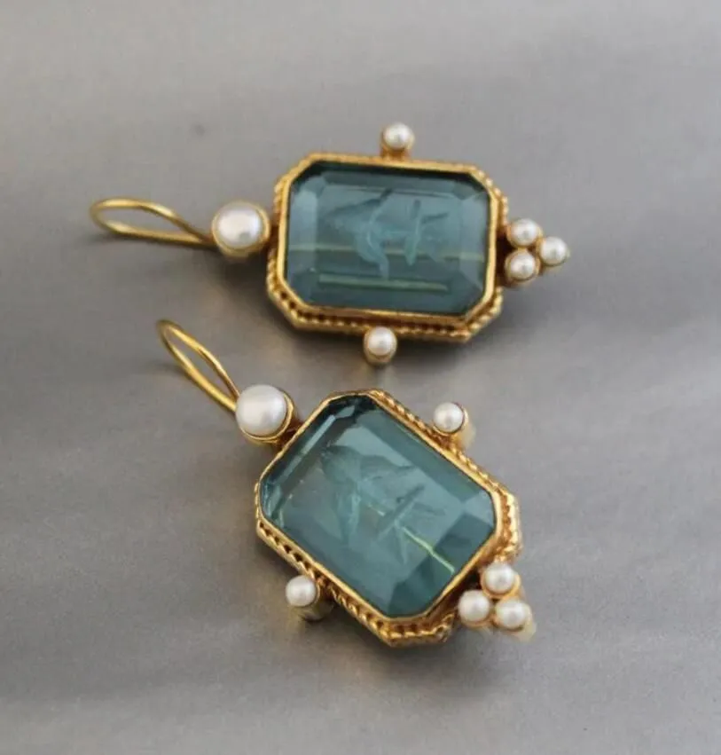 Wholesale Hexagonal green crystal earrings