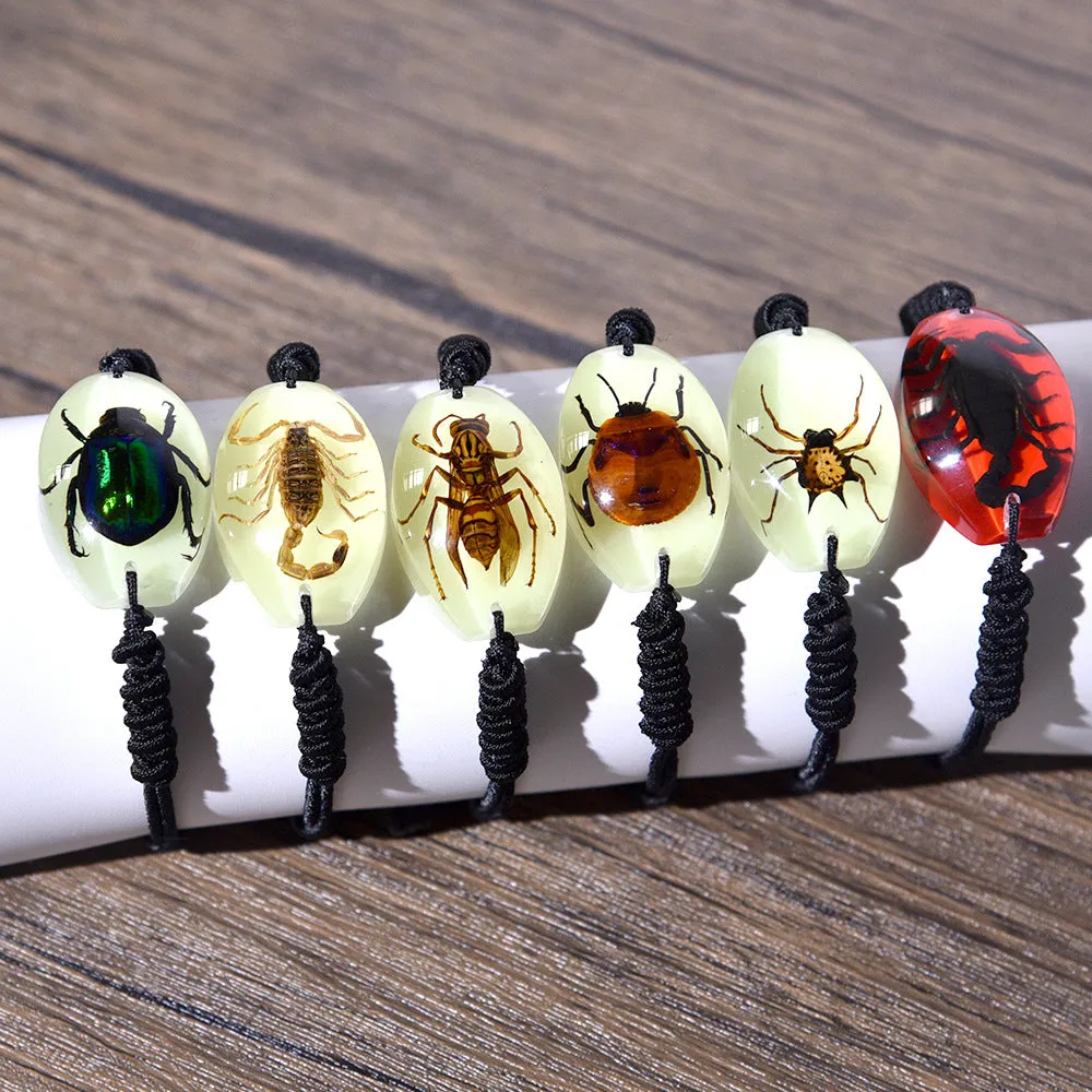 Wholesale High Transparent Resin Insect Amber Woven Bracelet