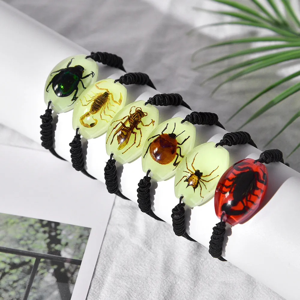 Wholesale High Transparent Resin Insect Amber Woven Bracelet