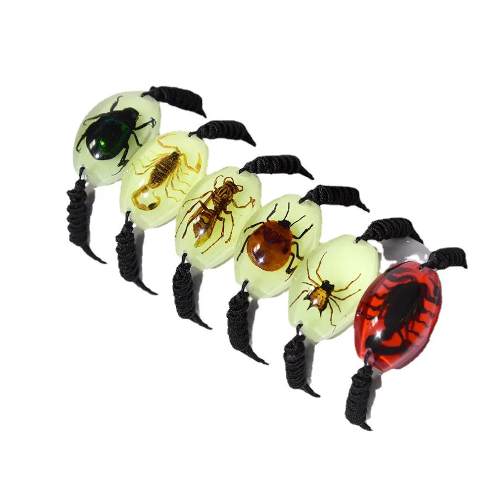 Wholesale High Transparent Resin Insect Amber Woven Bracelet