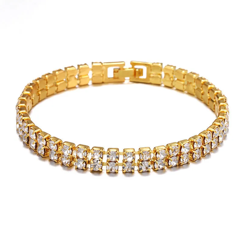 Wholesale Hip Hop Double Row Copper Bracelets