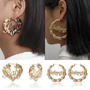 Wholesale Hip-hop Punk Round Pockmarked Heart Letter Earrings