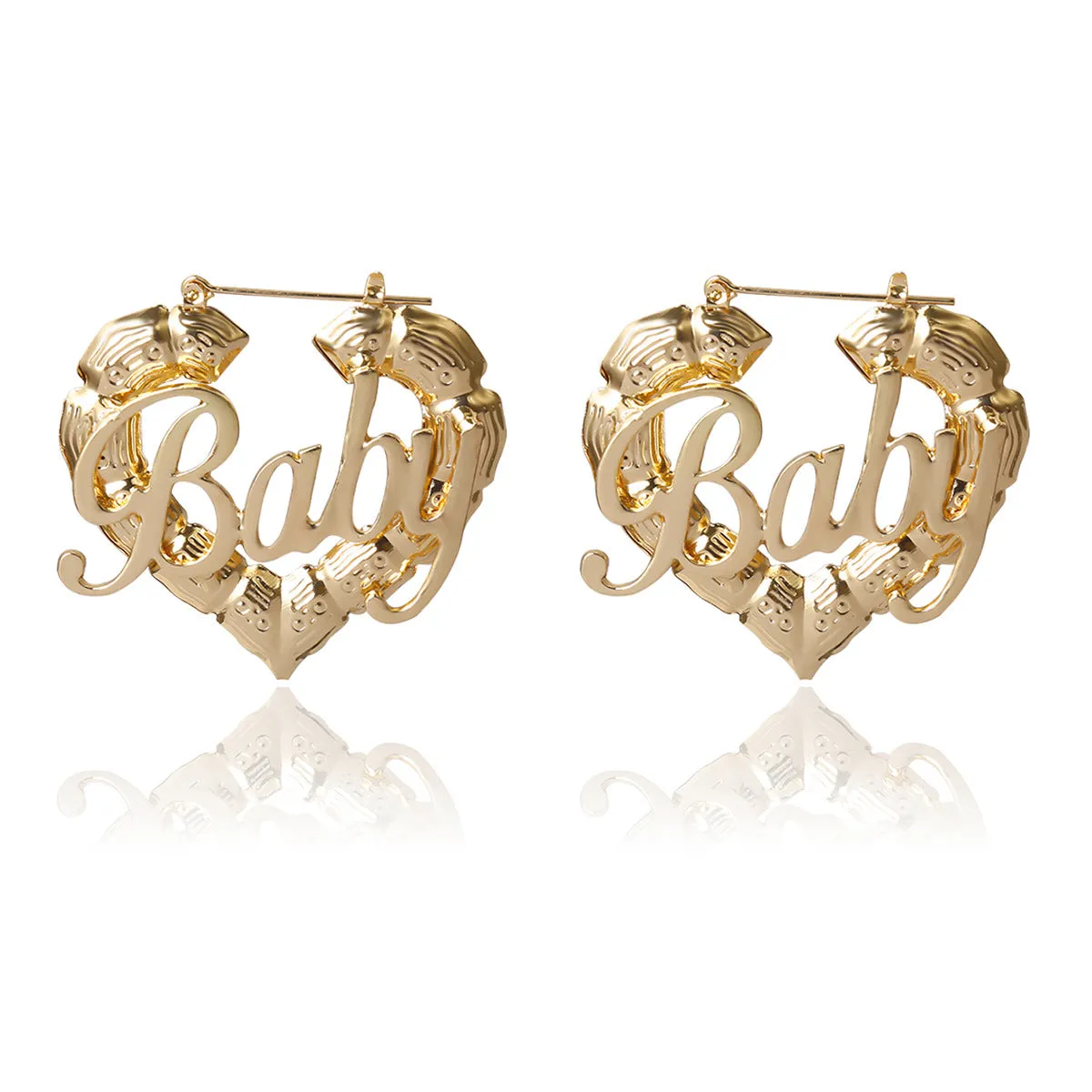 Wholesale Hip-hop Punk Round Pockmarked Heart Letter Earrings