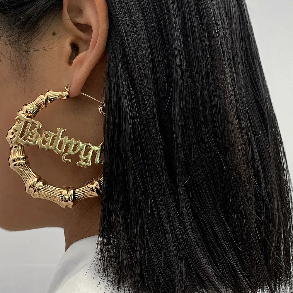 Wholesale Hip-hop Punk Round Pockmarked Heart Letter Earrings