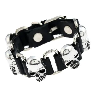 Wholesale Hip Hop Skull Leather Bracelet