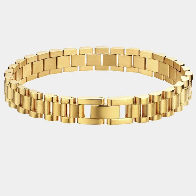 Wholesale Hip-hop Titanium Steel Golden Bracelets