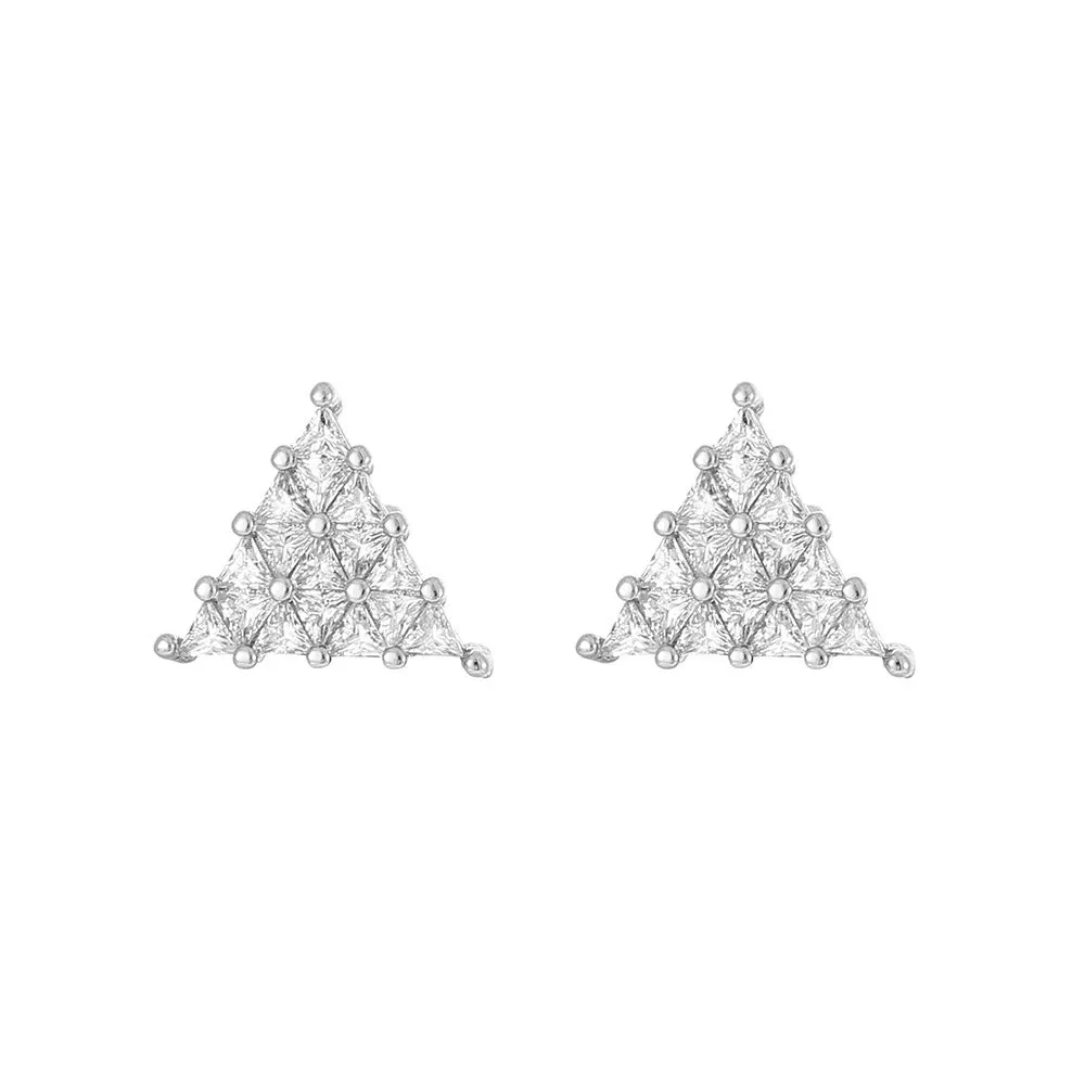 Wholesale Hip Hop Triangular Zircon Thread Stud Earrings