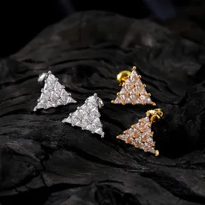 Wholesale Hip Hop Triangular Zircon Thread Stud Earrings