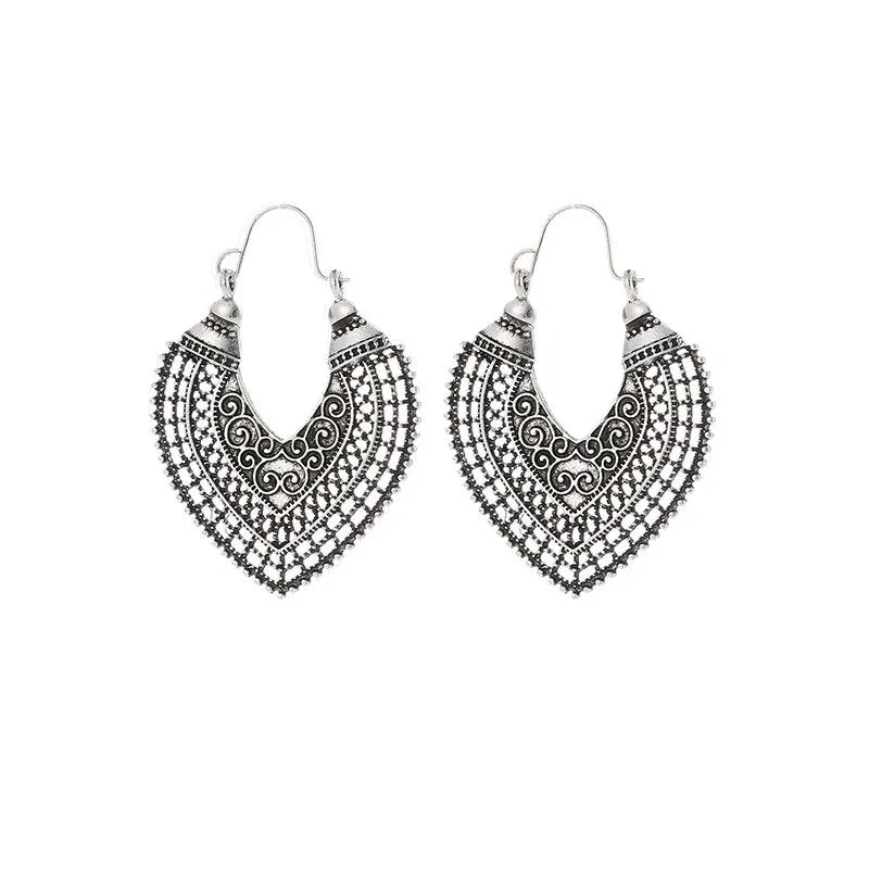 Wholesale Hollow Bohemian Ethnic Style Carved Earrings