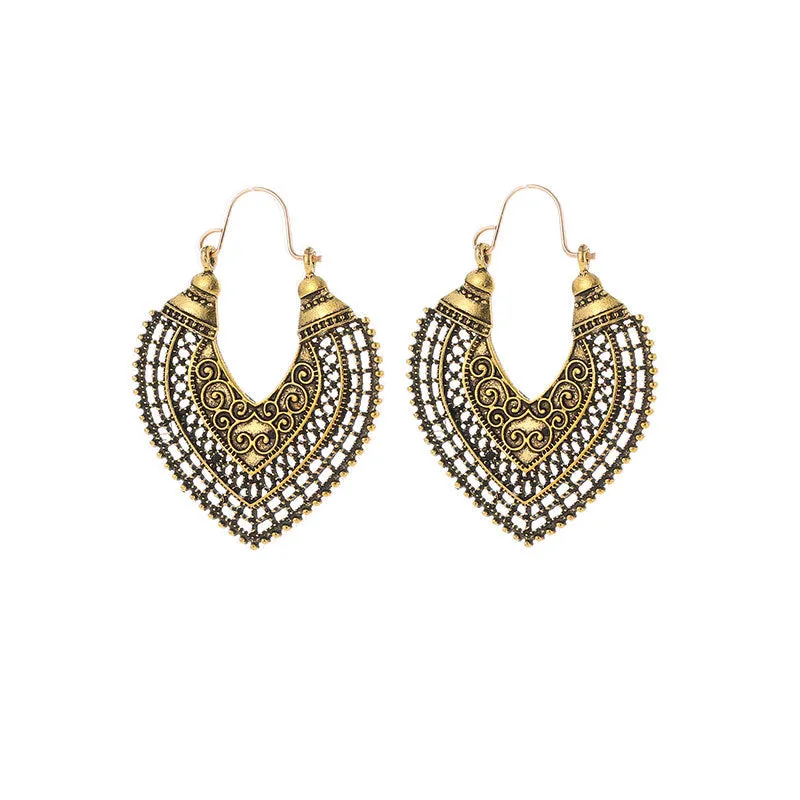 Wholesale Hollow Bohemian Ethnic Style Carved Earrings