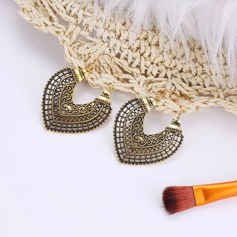 Wholesale Hollow Bohemian Ethnic Style Carved Earrings