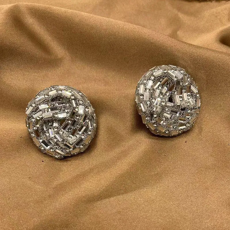 Wholesale Hollow Colored Glass Full Diamond Earrings
