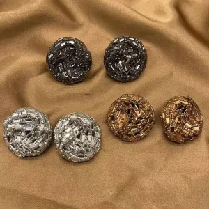 Wholesale Hollow Colored Glass Full Diamond Earrings