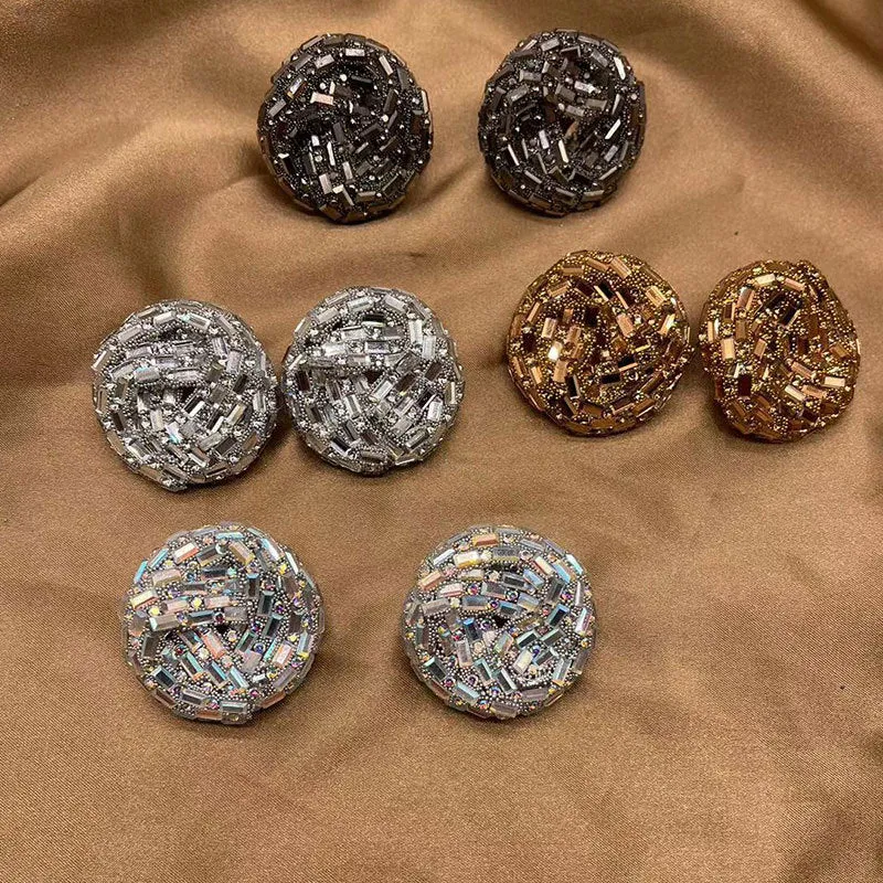 Wholesale Hollow Colored Glass Full Diamond Earrings