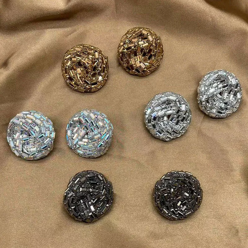 Wholesale Hollow Colored Glass Full Diamond Earrings