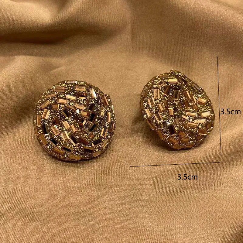 Wholesale Hollow Colored Glass Full Diamond Earrings