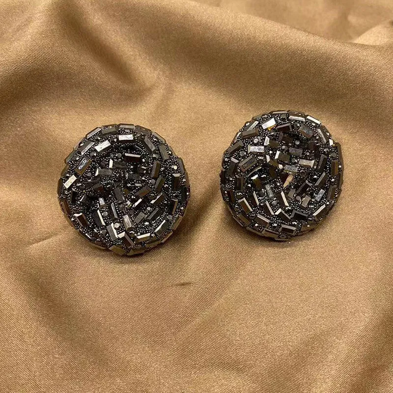 Wholesale Hollow Colored Glass Full Diamond Earrings