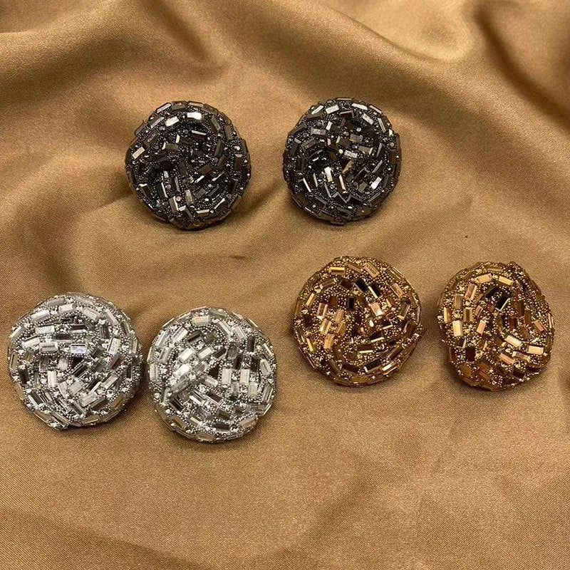 Wholesale Hollow Colored Glass Full Diamond Earrings