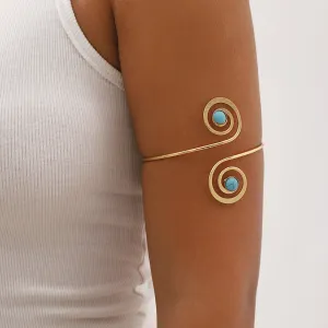 Wholesale Hollow Crescent Metal Vintage Turquoise Open Armband Bracelet