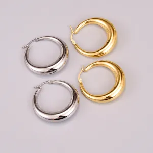 Wholesale Hollow Crescent Shaped Hollow Gold-plated Titanium Steel Earrings