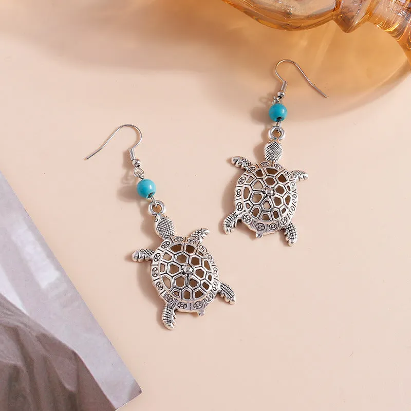 Wholesale hollow cute vintage alloy turtle earrings