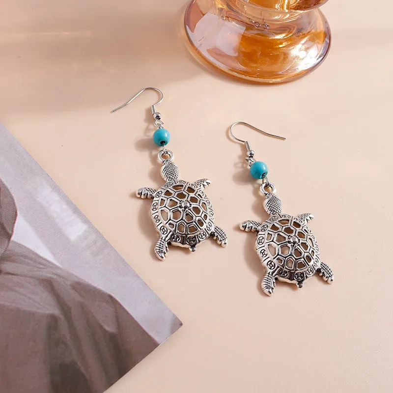 Wholesale hollow cute vintage alloy turtle earrings