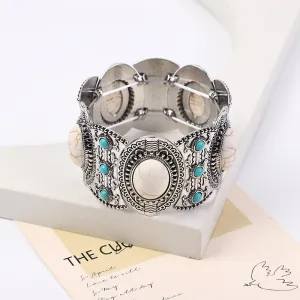 Wholesale Hollow Inlaid Turquoise Alloy Bracelet