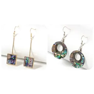 Wholesale Hollow Out Circle Abalone Shell Earrings