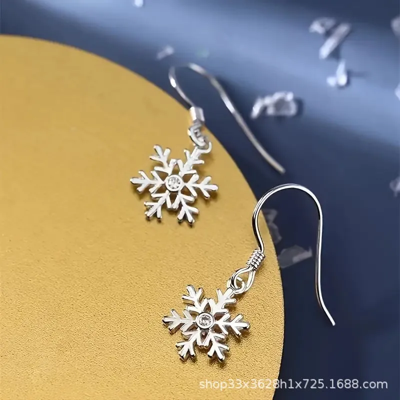 Wholesale Hollow Snowflake Alloy Drop Earrings Simple Flower Earrings