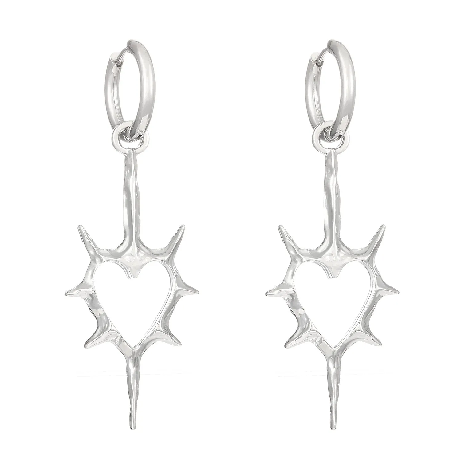 Wholesale Hollow thorn heart earrings