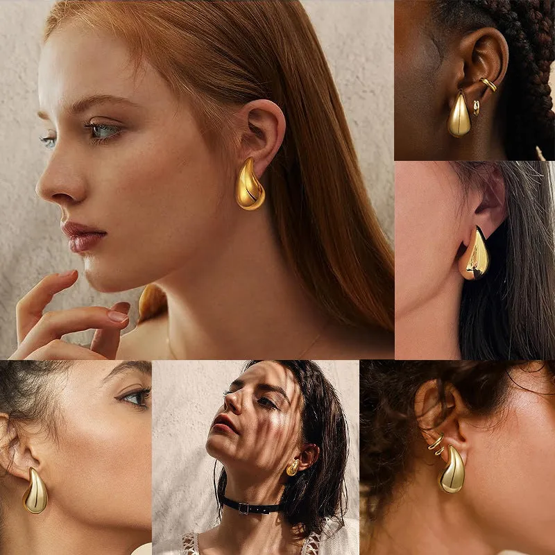Wholesale Hollow Water Drop Copper Earrings